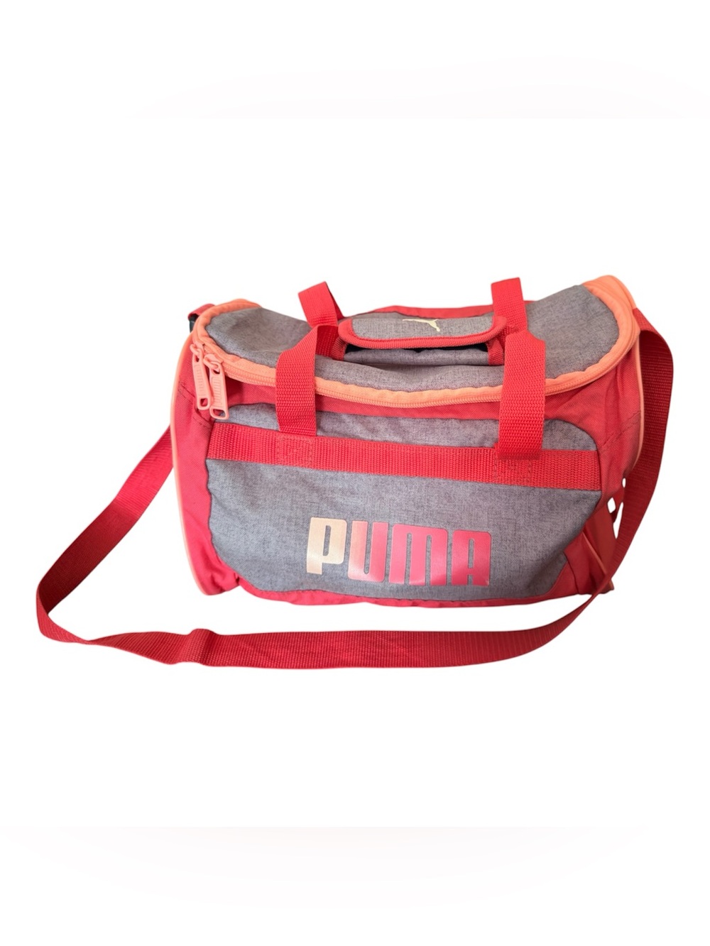 Puma Gray and Red Athletic Duffel with Shoulder Strap